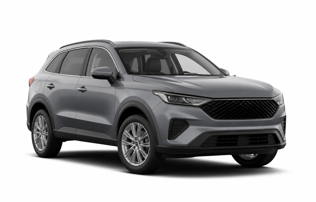 Gray SUV crossover photographed on a plain white background